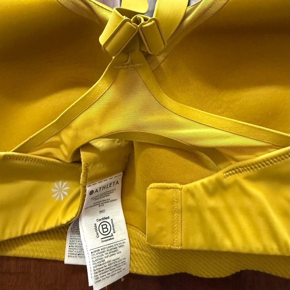 Athleta Bright Yellow Sports Bra 36D - Picture 3 of 3
